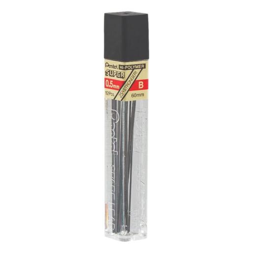 Pentel Super Hi-Polymer Pencil Leads - 0.5mm - Grade B - 12 per tube