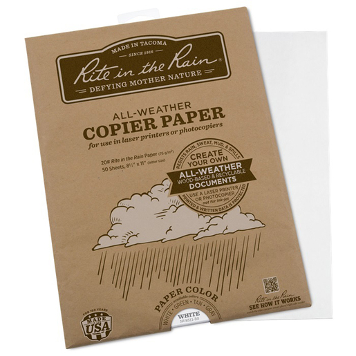 Rite in the Rain Copier Paper White 200 Sheets 8.5x11in