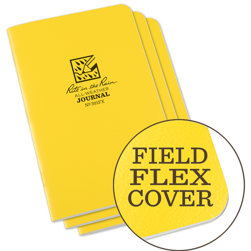 Rite in the Rain Stapled Notebook - Field Flex - Journal - Yellow - 3Pack (391FX)