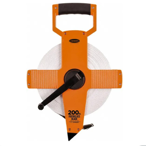 Keson 200Ft Nylon Coated Tape 3x1 Rewind Measure With Hook - Units In10ths: 1/10, 1/100