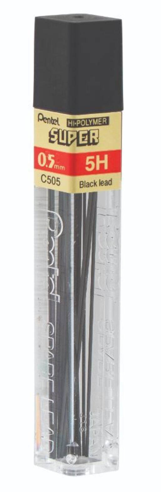 Pentel Super Hi-Polymer Pencil Leads - 0.5mm - Grade H - 12 per tube