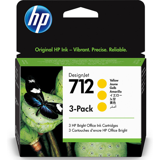HP DesignJet 712 Ink Catridges - Yellow - 29 ml - Pack of 3