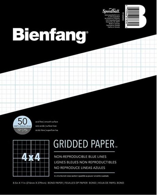 Bienfang Cross Setion Paper Pad - 4X4 Grid 8.5X11 (50 Sheets)